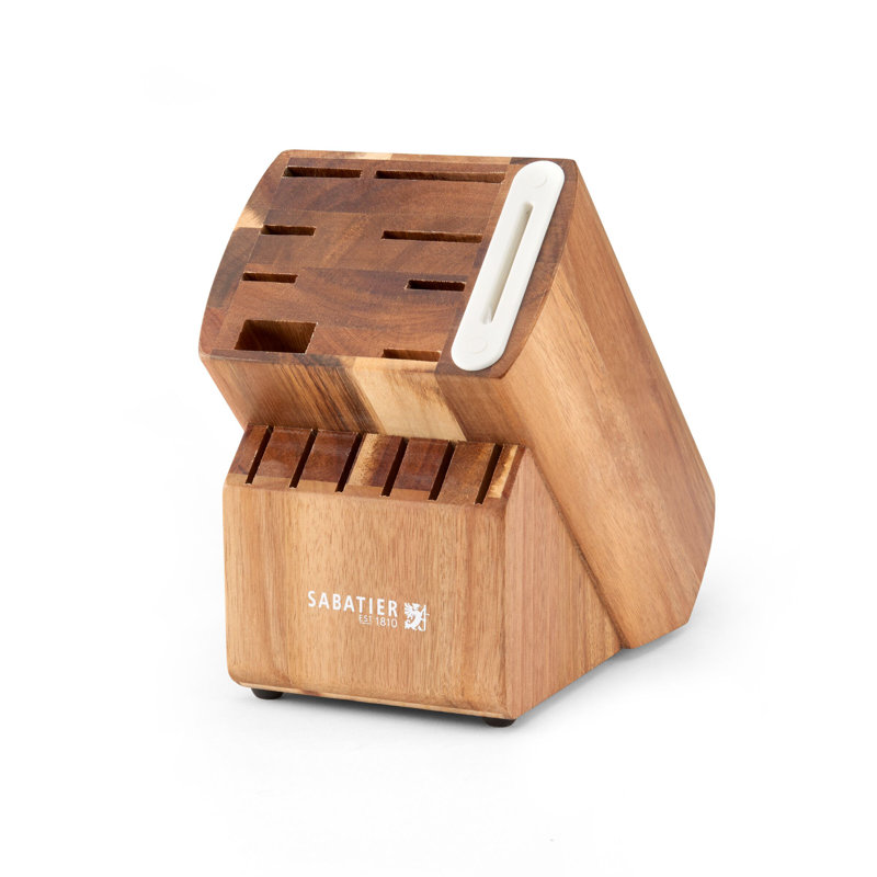 Sabatier Acacia Triple Rivet Edge keeper Knife Block Set, 15